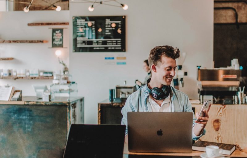 Working in a coffee shop